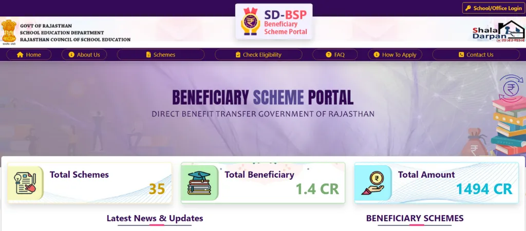 Shala Darpan Beneficiary Scheme Portal